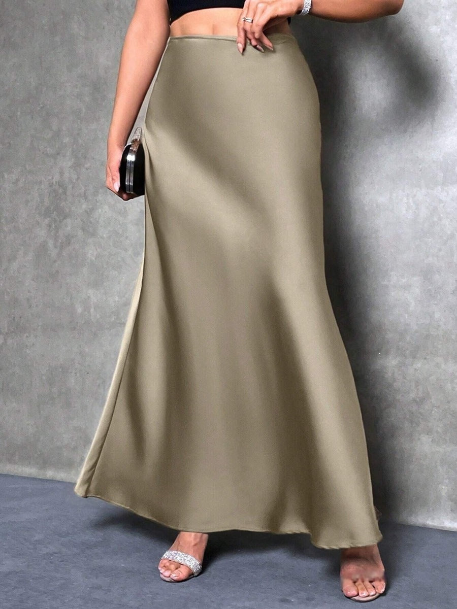 Women's Satin Maxi Skirt A-Line High Waist Long
