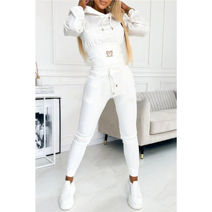 Women's Cinch Waist Hoodie Jogger 2pc Lounge Set