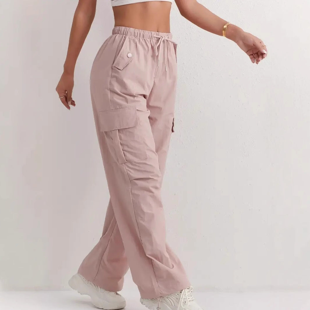 Women's High Waisted Cargo Pants Wide Leg Quick Dry Pockets