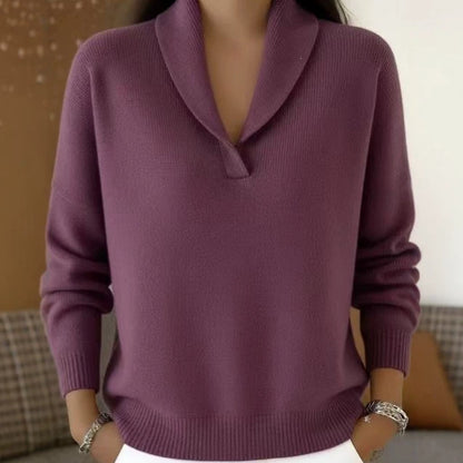 Women's Oversized Shawl Collar Sweater V Neck Pullover