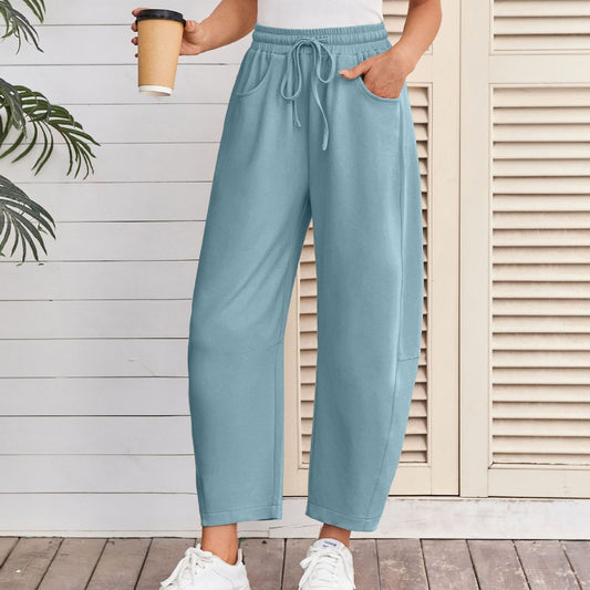Drawstring Pocket Cropped Jogger Pants Casual Street Style