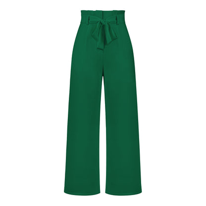 Women's Wide-Leg Trousers with Belt Casual Commuter Pants