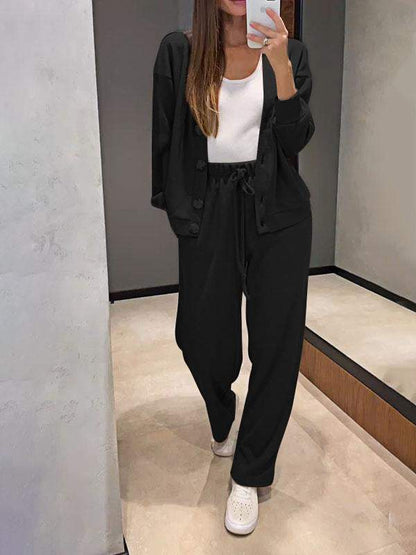 Women's Soft Cotton Cardigan & Pants Lounge Set