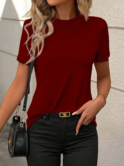 Women's Crew Neck Short Sleeve Top – Casual Summer T-Shirt