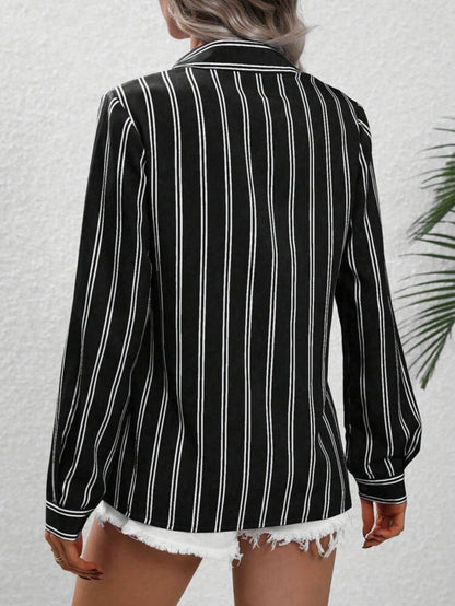 Women's Striped Long Sleeve Business Casual Shirt