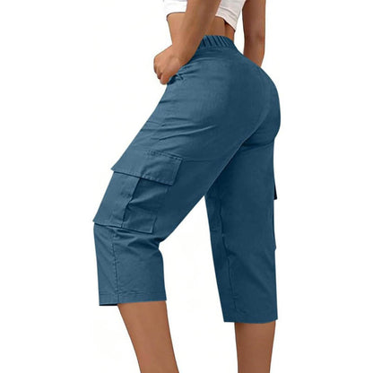Women's High Waist Cargo Pants Cropped Wide Leg