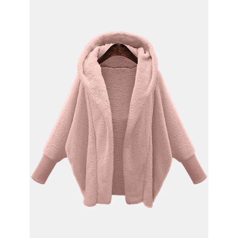 Faux Fur Hooded Jacket Oversized Plush Long Sleeve Coat