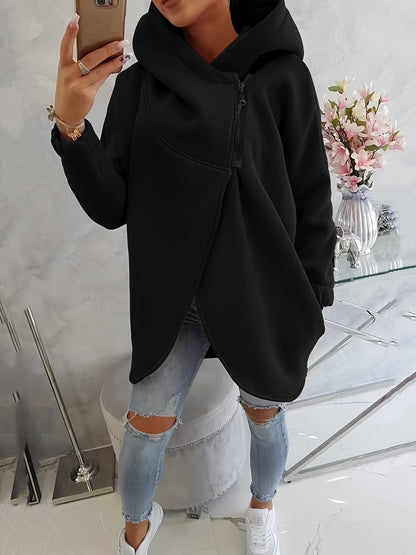 Women's Oversized Fleece Zip Hoodie Sweatshirt