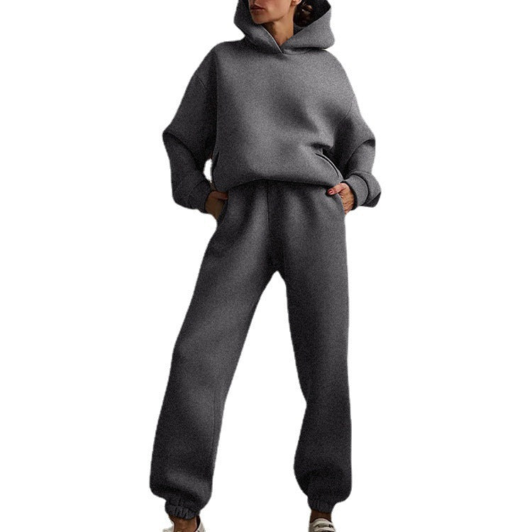 Fleece Hoodie Sweatpants Set Women 2 Piece Lounge