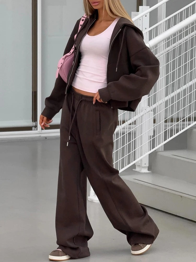 Women's Oversized Zip Up Hoodie Sweatpants Matching Set