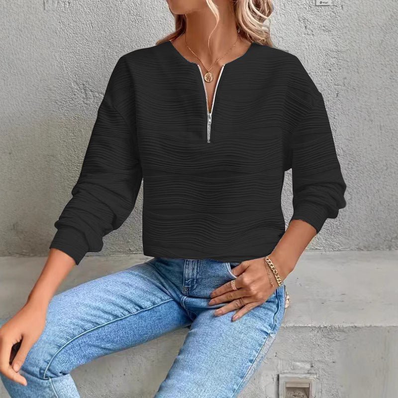 Women's Oversized Quarter Zip Long Sleeve Sweatshirt