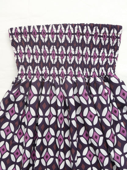 Boho Print Tiered Maxi Skirt Smocked High Waist Resort