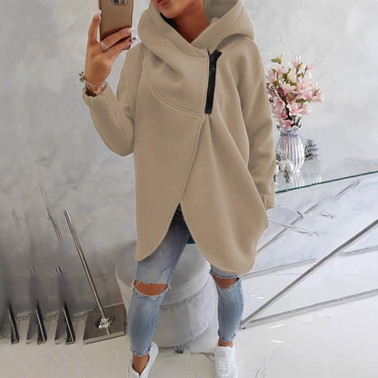 Women's Oversized Fleece Zip Hoodie Sweatshirt