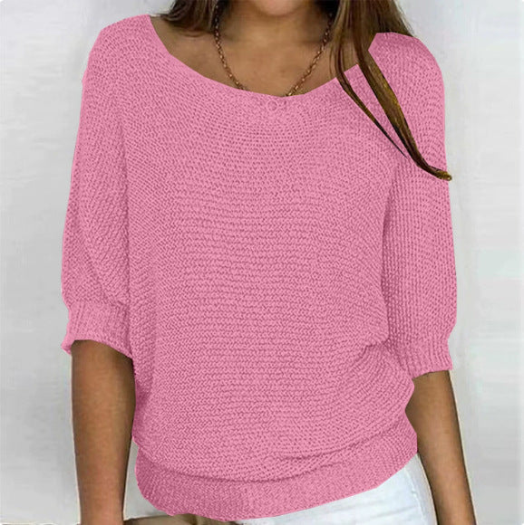 Lightweight Knit Sweater Dolman Sleeve Pullover Top