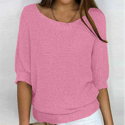 Lightweight Knit Sweater Dolman Sleeve Pullover Top