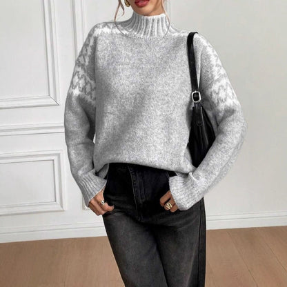 Women's Oversized Mock Neck Pullover Sweater