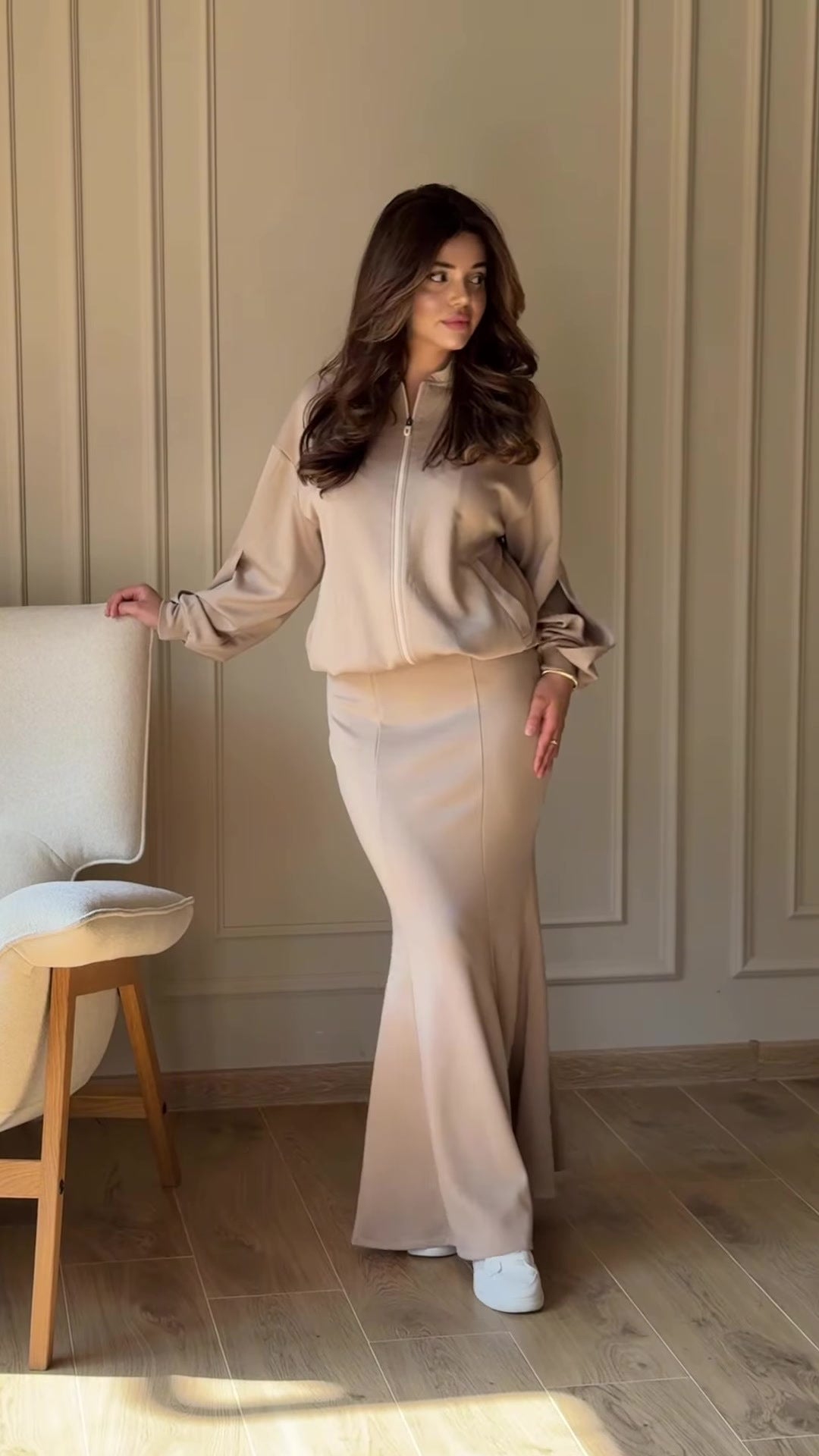 Elegant Two Piece Jacket Maxi Skirt Set