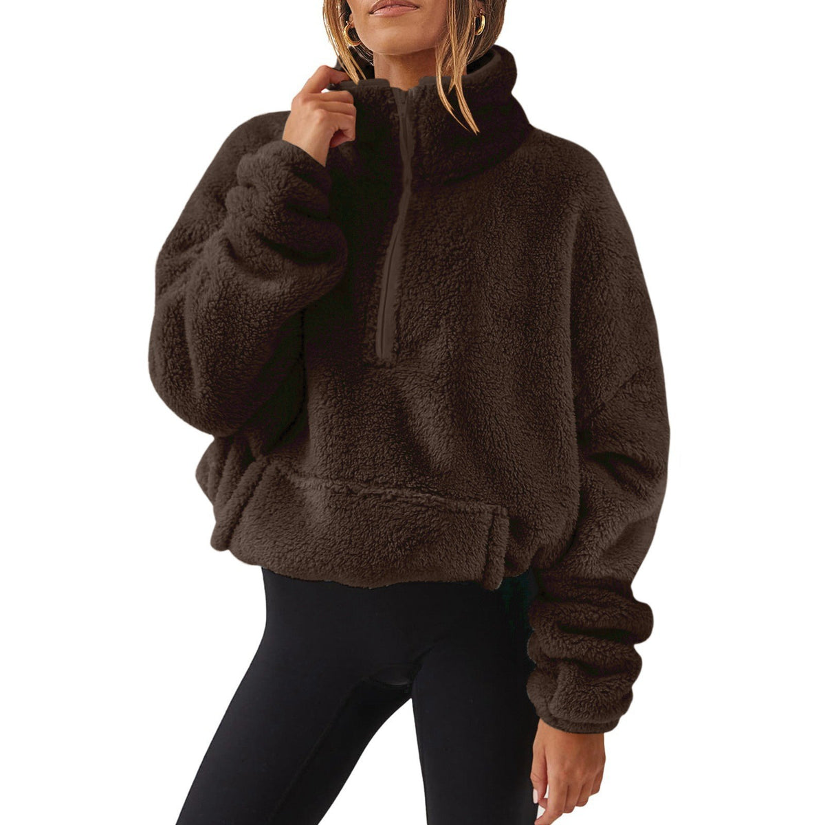 Women's Sherpa Half Zip Pullover Sweatshirt