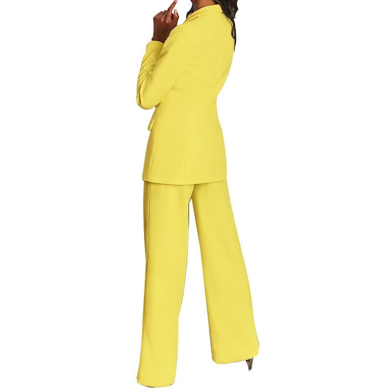 Women 2 Piece Blazer Set Wide Leg Pants Suit