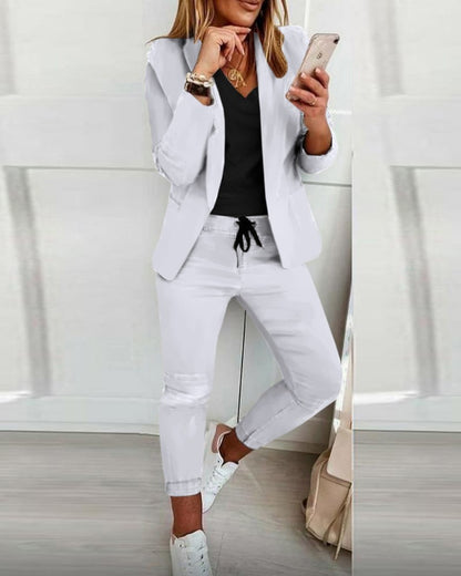 Women's Casual Blazer & Pants Two-Piece Suit Set