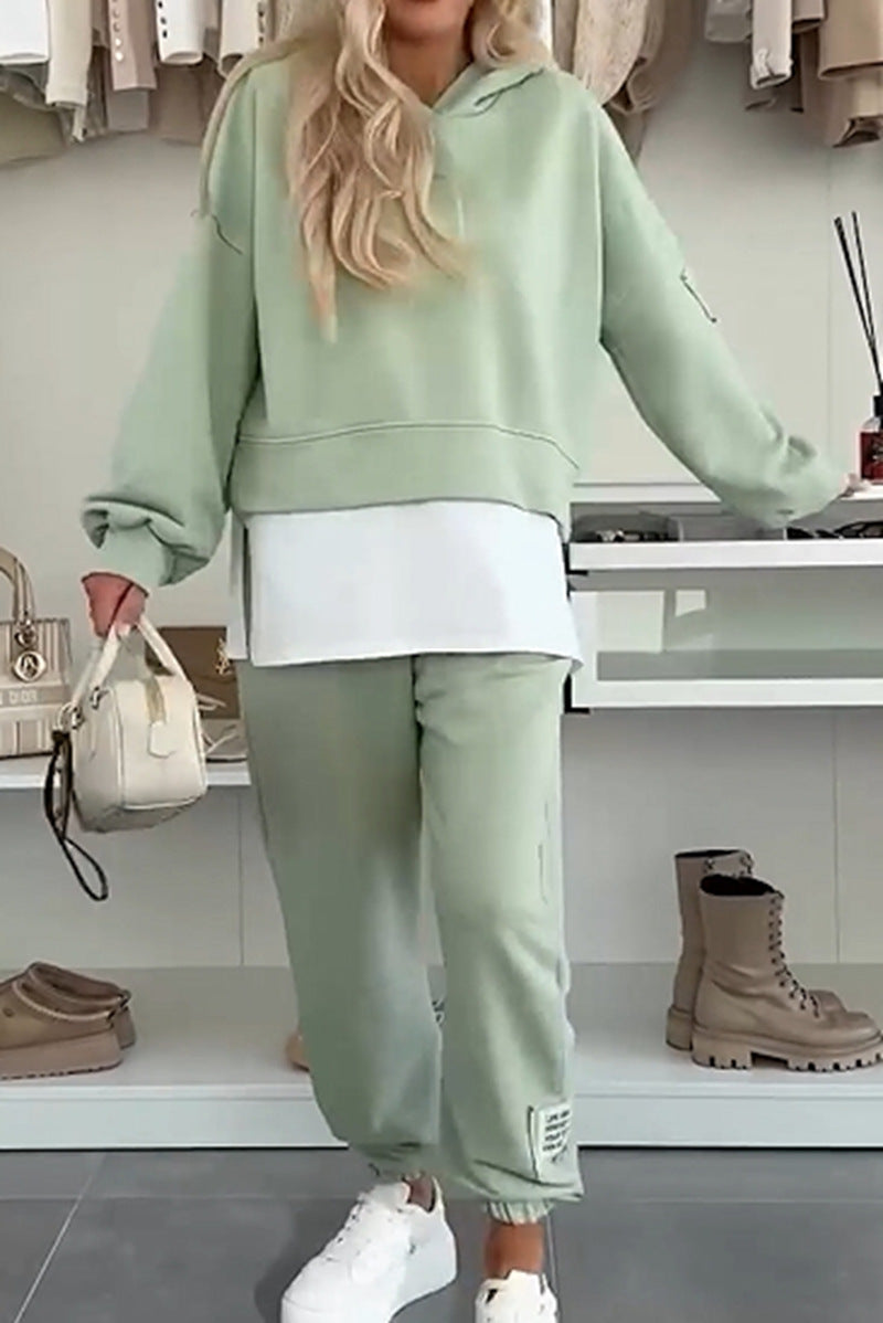 Women's Color Block Hoodie Jogger Lounge Set