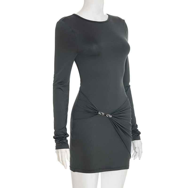 Women's Long Sleeve Crew Neck Bodycon Mini Dress