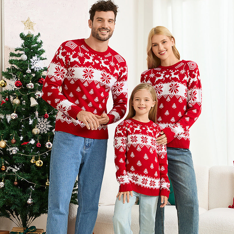 Family Matching Christmas Sweater Reindeer Knit Pullover