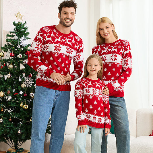 Family Matching Christmas Sweater Reindeer Knit Pullover