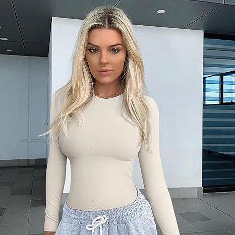 Women's Fitted Long Sleeve Crew Neck Stretch Layering Top