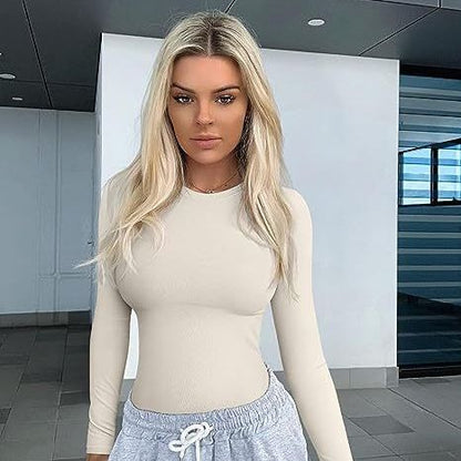 Women's Fitted Long Sleeve Crew Neck Stretch Layering Top