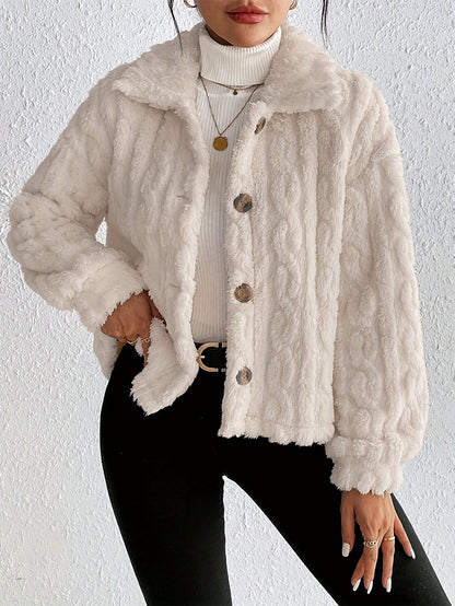 Women's Sherpa Cable Knit Button Up Winter Jacket