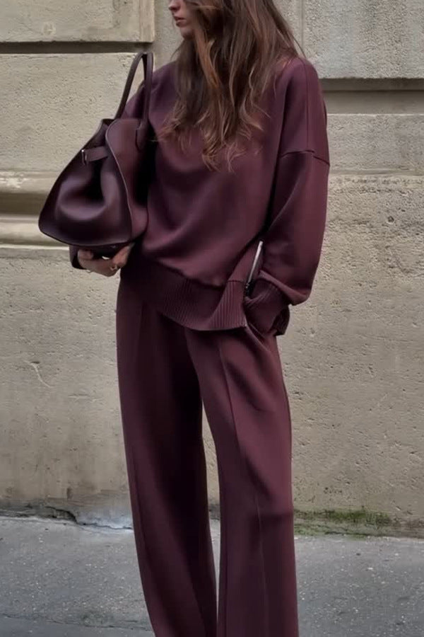 Women's Oversized Batwing Turtleneck Wide Leg Pants Set
