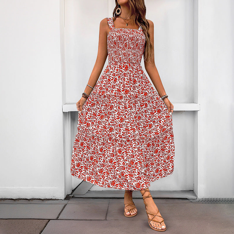 Floral Print Sleeveless Maxi Dress Resort Vacation Style