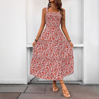 Floral Print Sleeveless Maxi Dress Resort Vacation Style