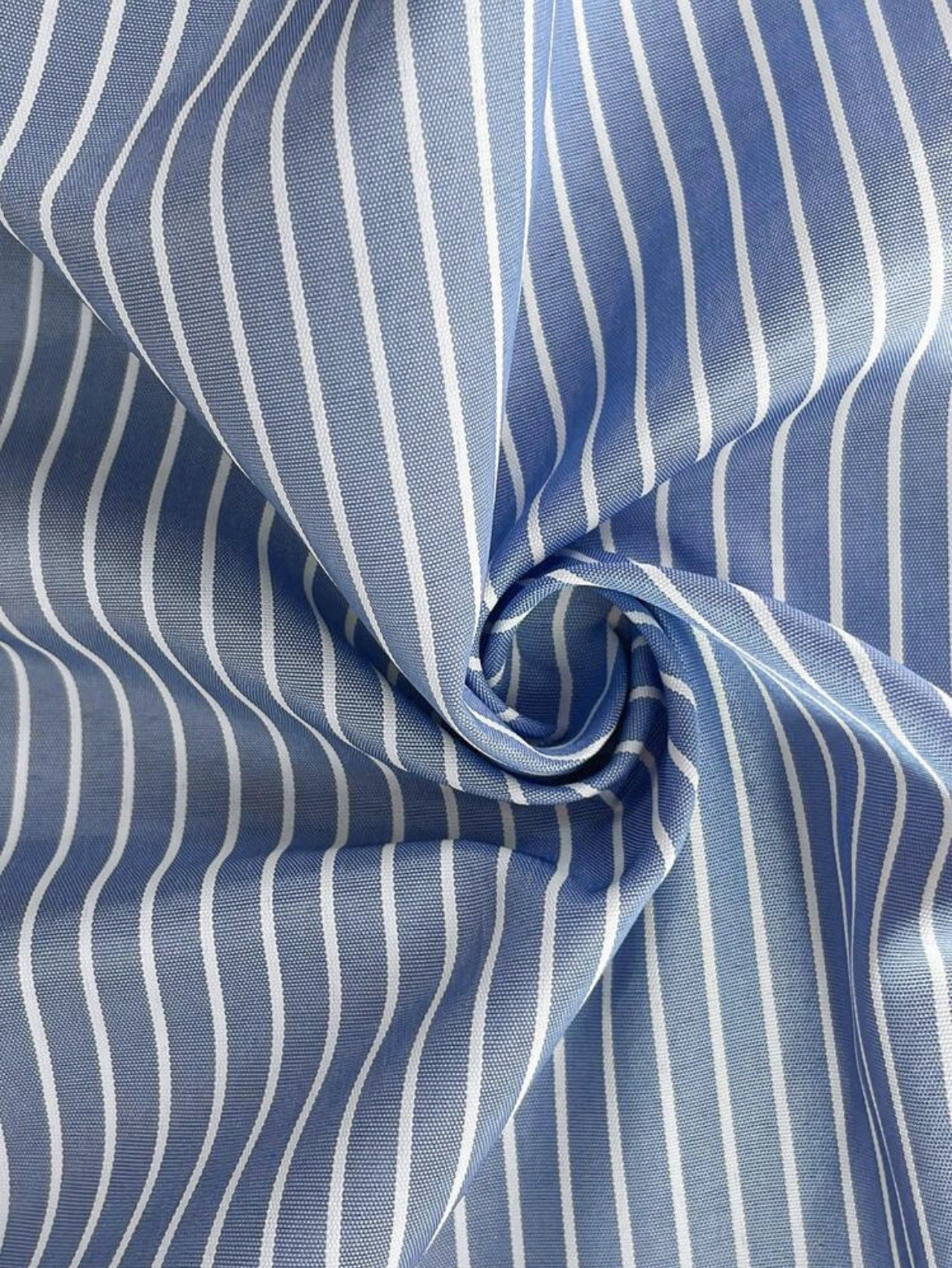 Women's Blue Striped Contrast Collar Long Sleeve Blouse