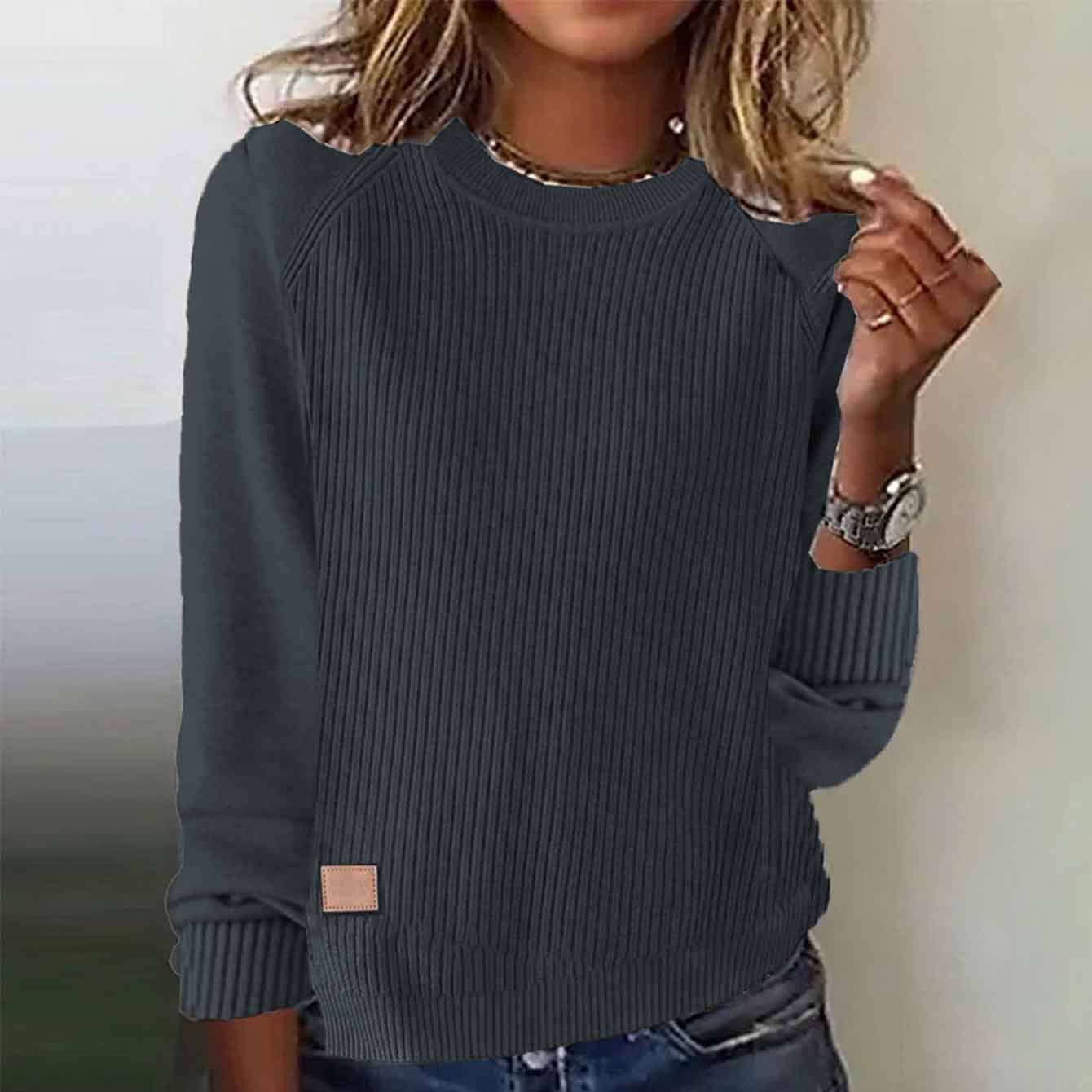 Women's Oversized Crewneck Ribbed Pullover Sweater