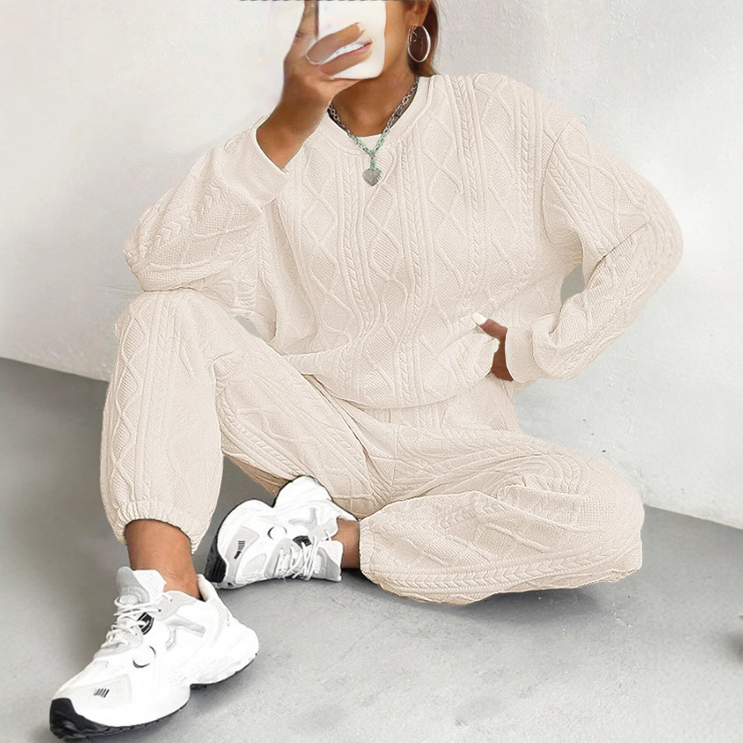 Women's Quilted Sweatsuit Two Piece Jogger Lounge Set