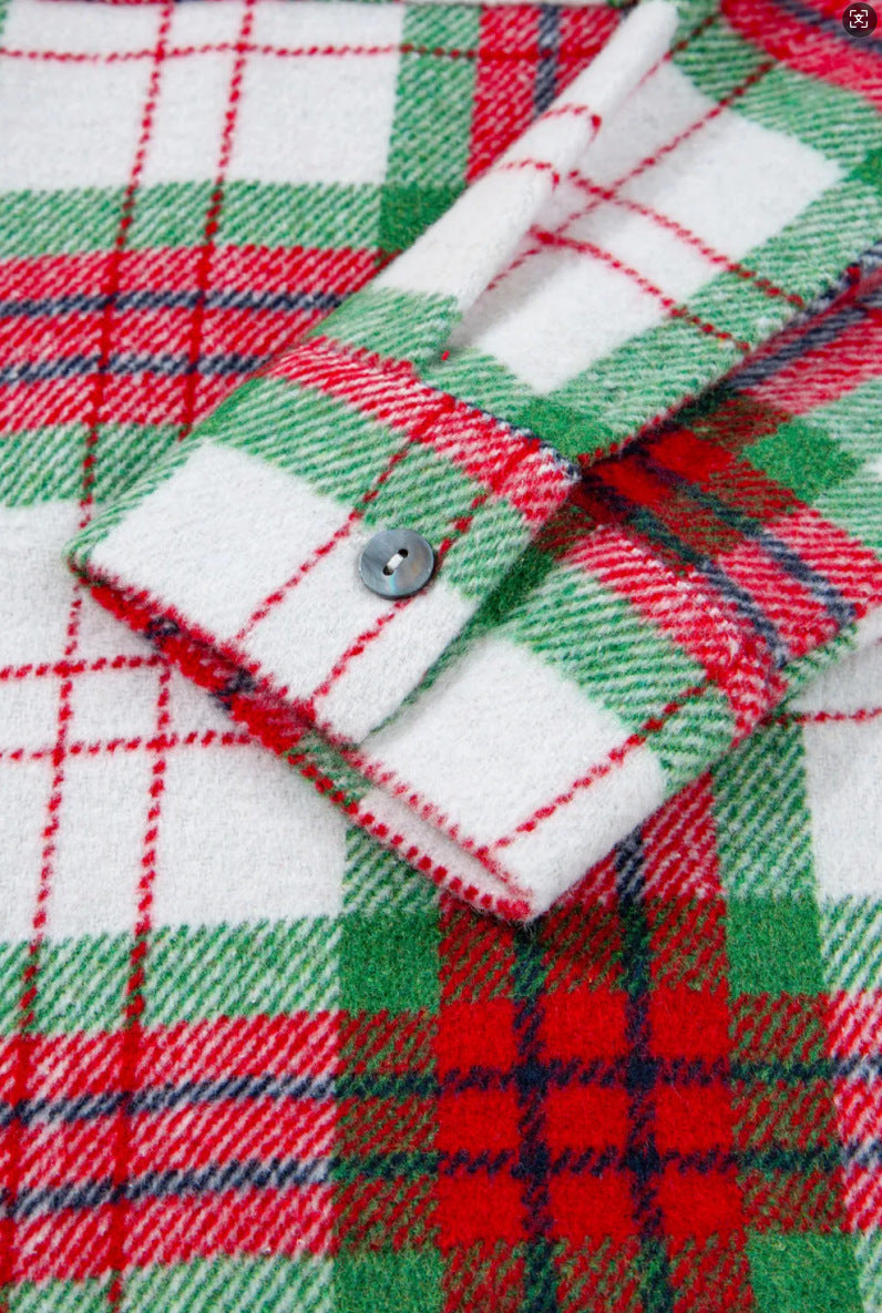 Plaid Shacket Button Down Oversized Shirt Jacket