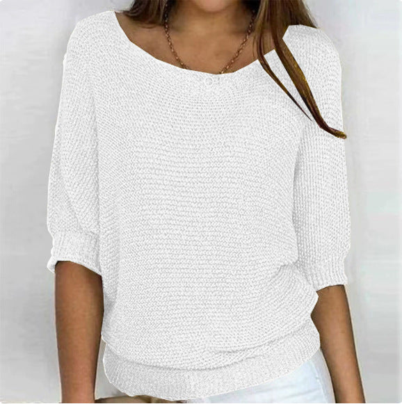 Lightweight Knit Sweater Dolman Sleeve Pullover Top