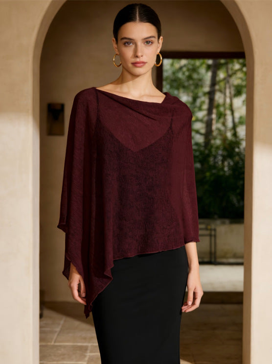 Sheer Chiffon Poncho Top Batwing Resort Cover Upr