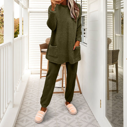 Women's Sherpa Fleece 2 Piece Lounge Pajama Set