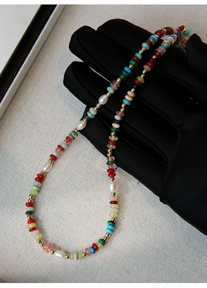 Multicolor Beaded Freshwater Pearl Necklace