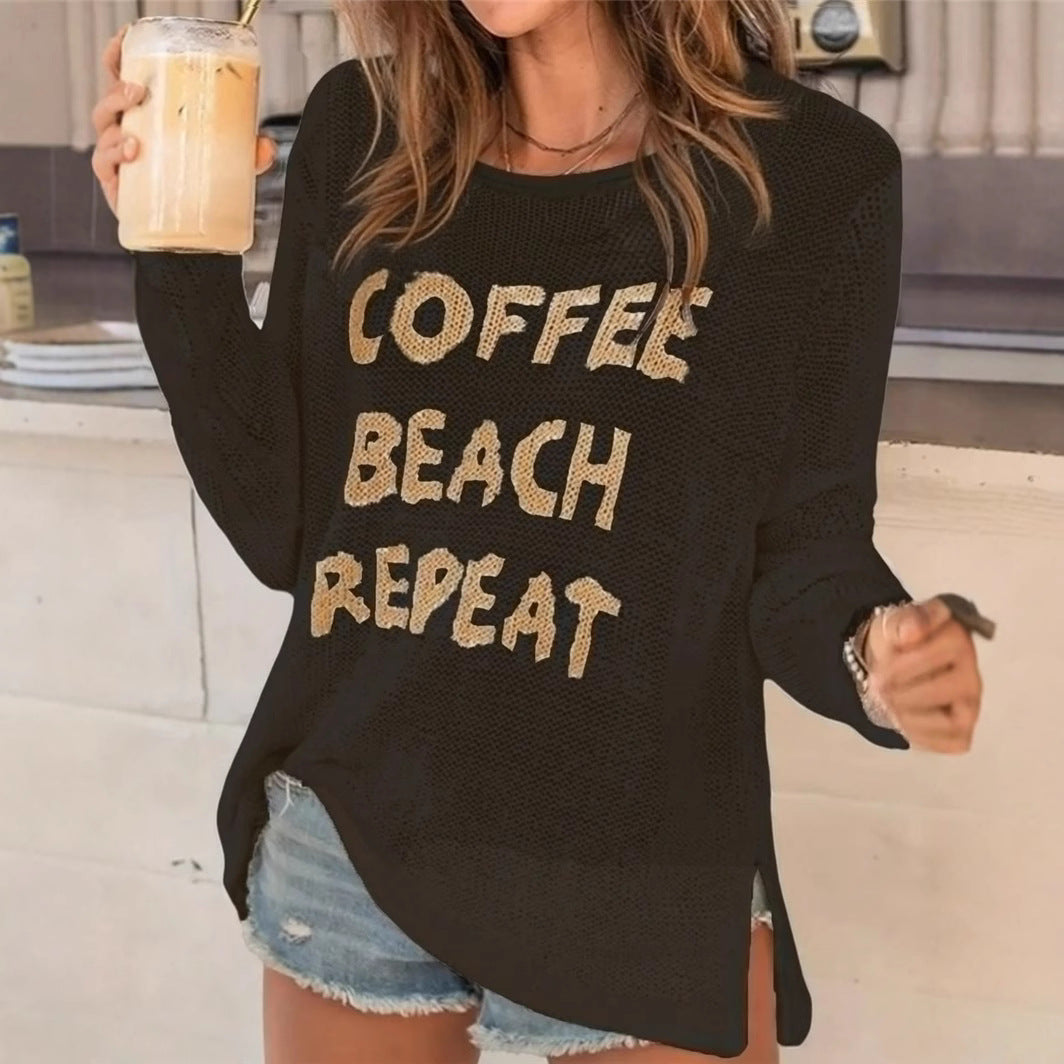 Women's Oversized Casual V-Neck Long Sleeve Top