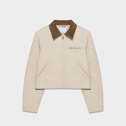 Women's Cropped Barn Jacket Vintage Workwear Zip