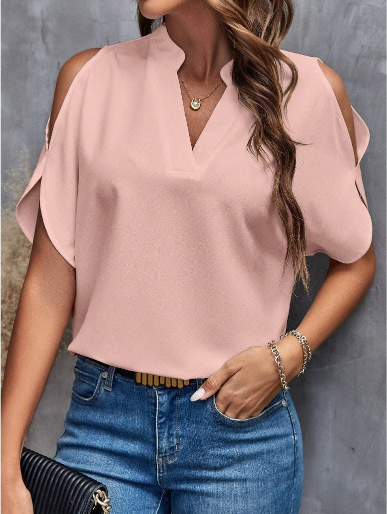 Loose Fit Summer Chiffon Top with Split Sleeves
