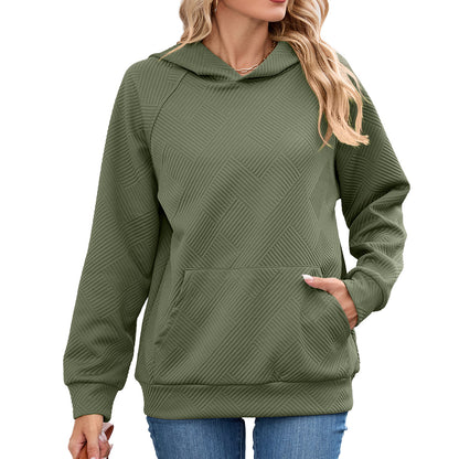 Women's Oversized Textured Hoodie Pullover with Pocket