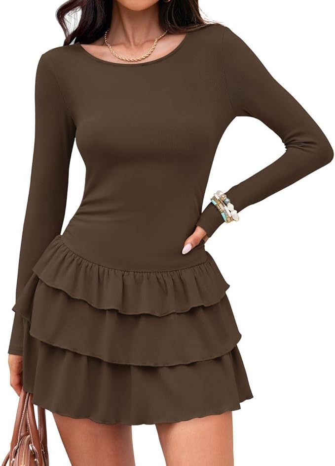 Women's Long Sleeve Ruffle Tiered Mini Dress