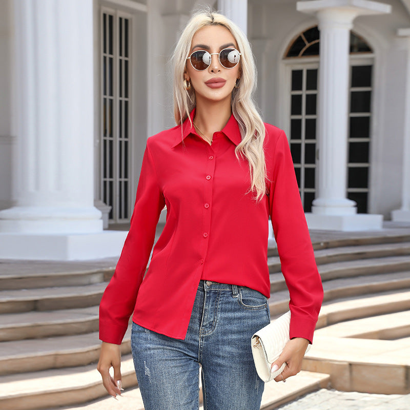 Women's Slim Fit Long Sleeve Button Down Shirt