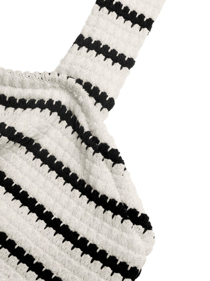 Trendy Halter Twist Striped Mini Dress Summer Casual Fit