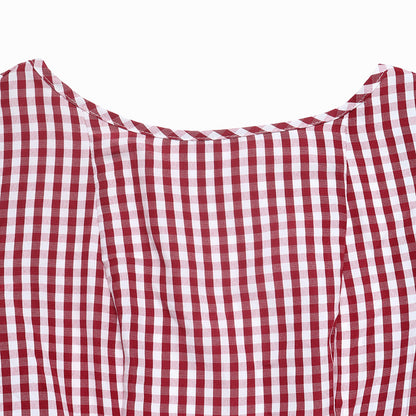 Gingham Bow Back Long Sleeve Christmas Mini Dress